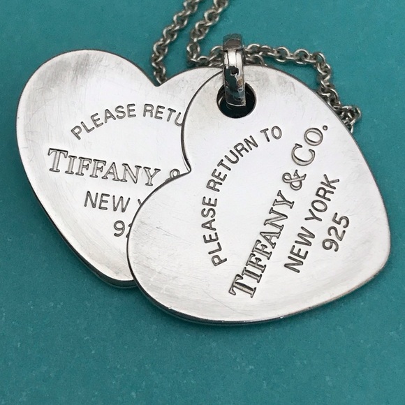 Retired Large Tiffany RTT double heart tag - Picture 3 of 15